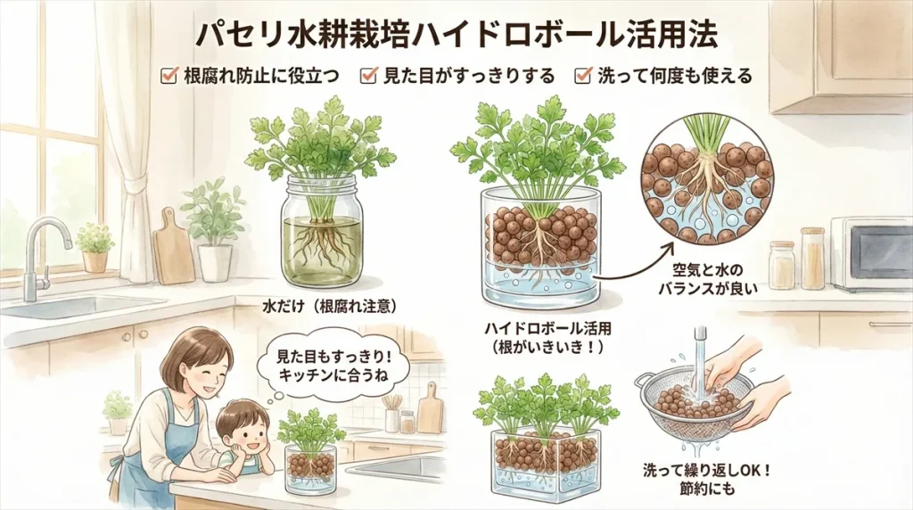 パセリ水耕栽培ハイドロボール活用法