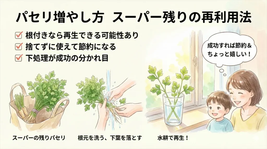 パセリ増やし方スーパー残りの再利用法
